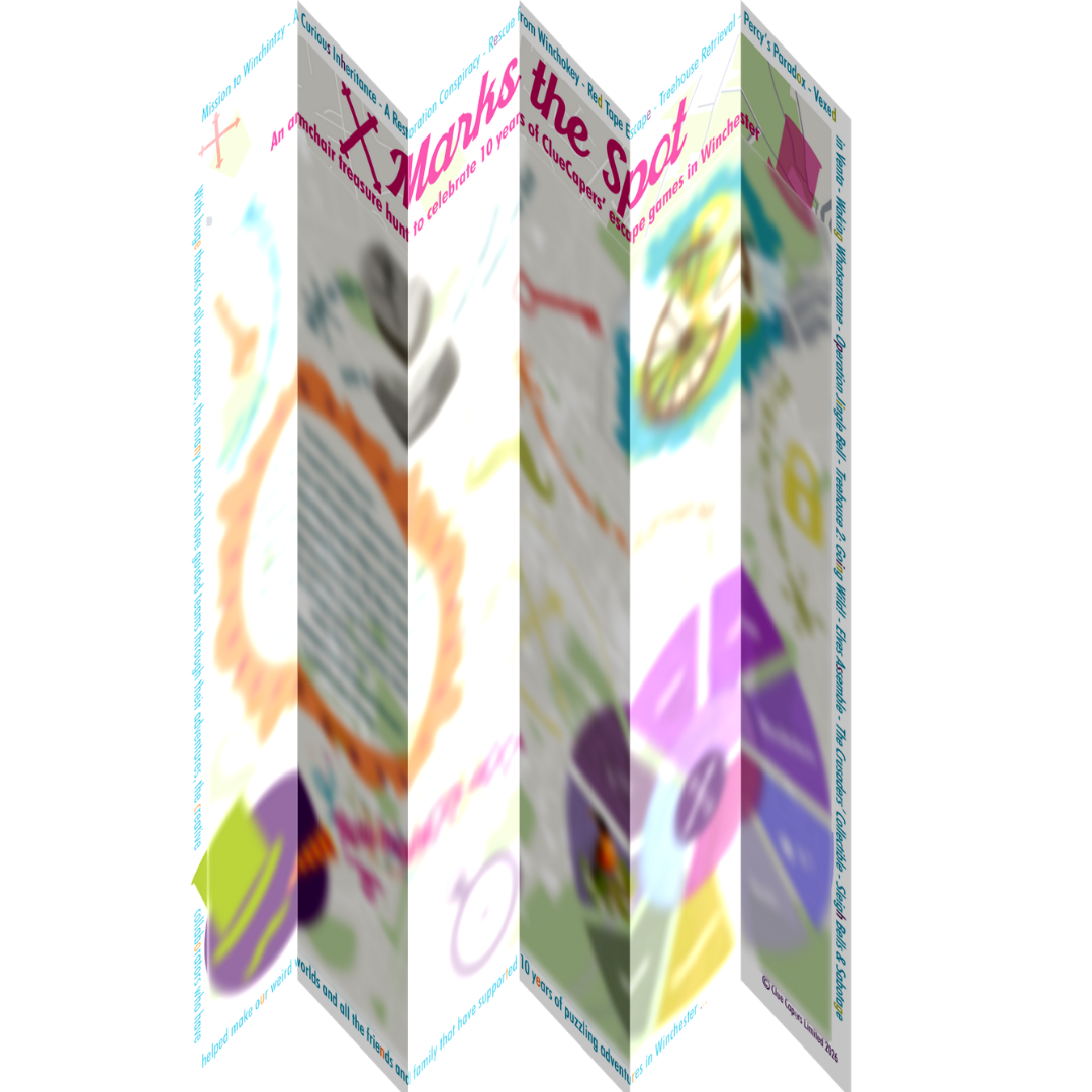 A folded map with colourful but blurred patches